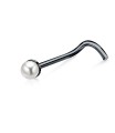 2mm Pearl Silver Curved Nose Stud NSKB-148p